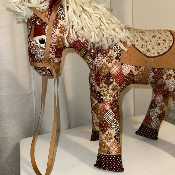 Unique Handmade Bandana Pattern Fabric Stuffed Horse - Picture 5 of 6